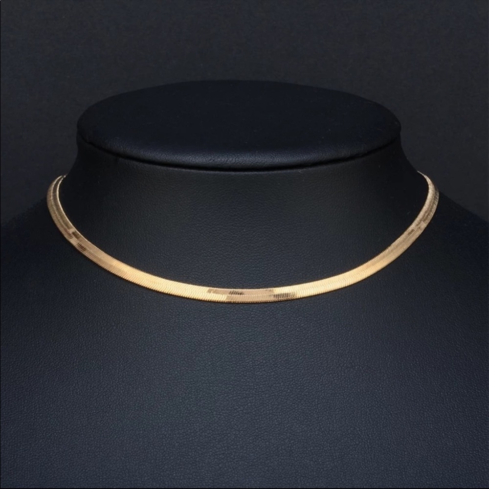 NEW 18K Gold Blade Flat Snake Chain Necklace - Picture 2 of 7